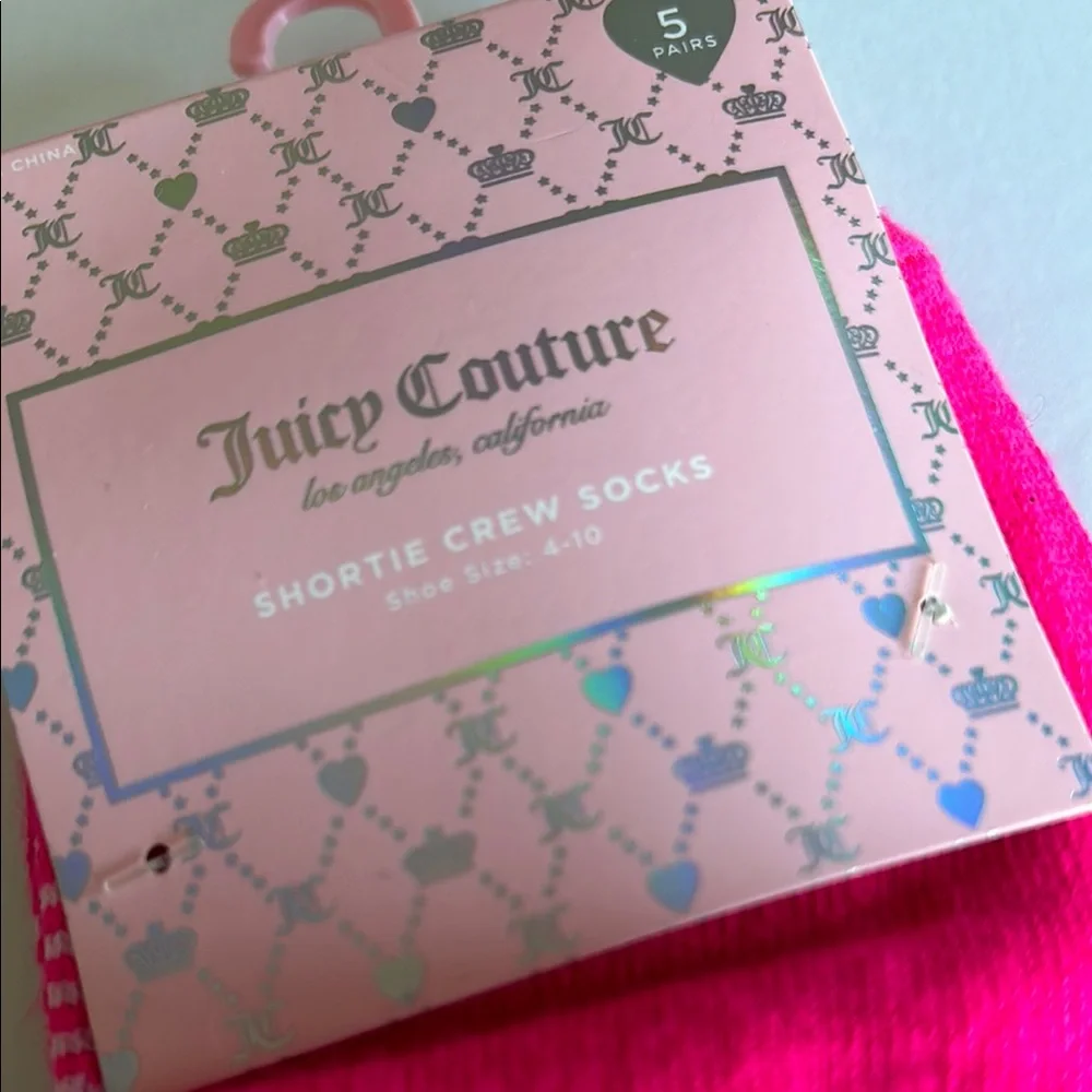Juicy Couture hot pink and black sock set of five